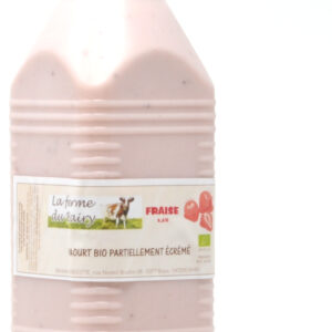 Yaourt à boire 1L fraise ferme Bairy Bio – - – Ferme de Bairy