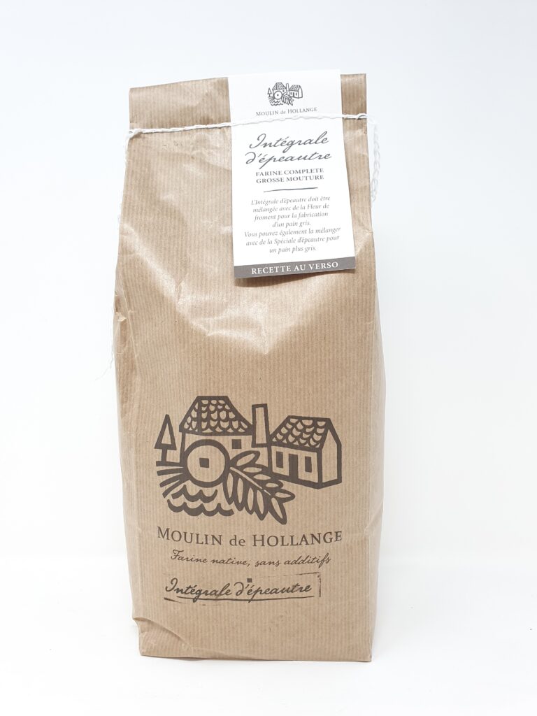 Farine intégrale épeautre Hollange 2kg – Une farine non-tamisée pour pain gris en la mélangeant avec de la Fleur (d'épeautre ou de froment). – Moulin de Hollange