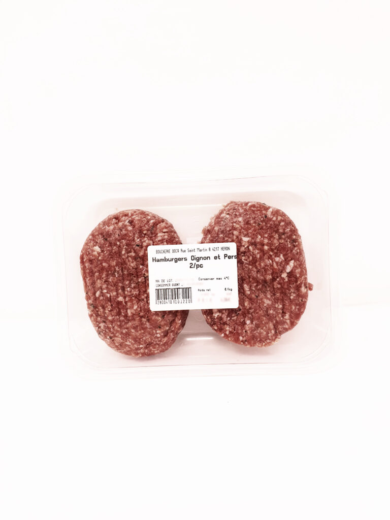 Hamburger oignon persil 2 pc +/-275g boucherie Boca – - – Boucherie Boca