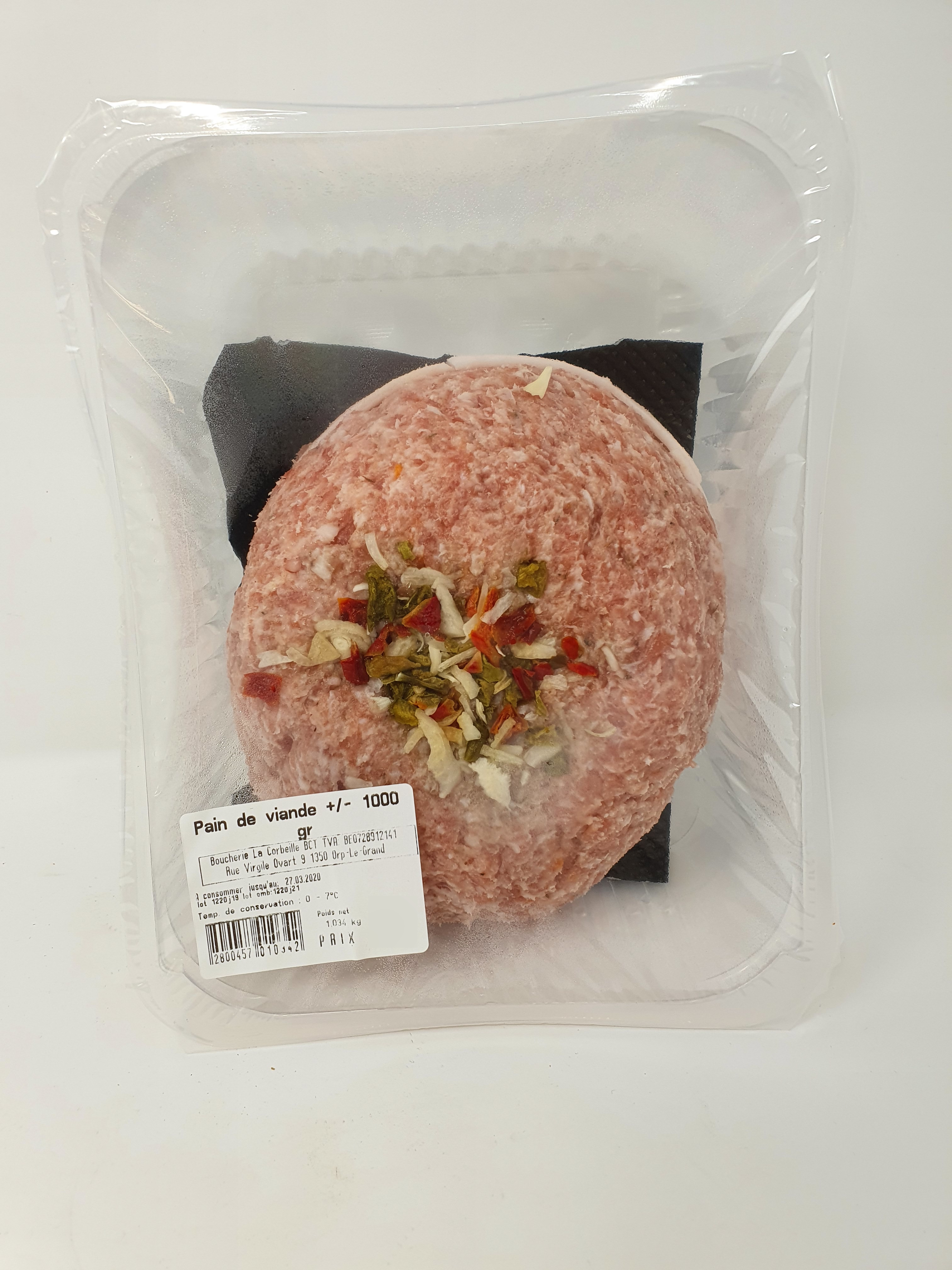 Pain de viande +/- 1kg boucherie La Corbeille – - – Boucherie La Corbeille Pain de viande +/- 1kg boucherie La Corbeille – - – Boucherie La Corbeille