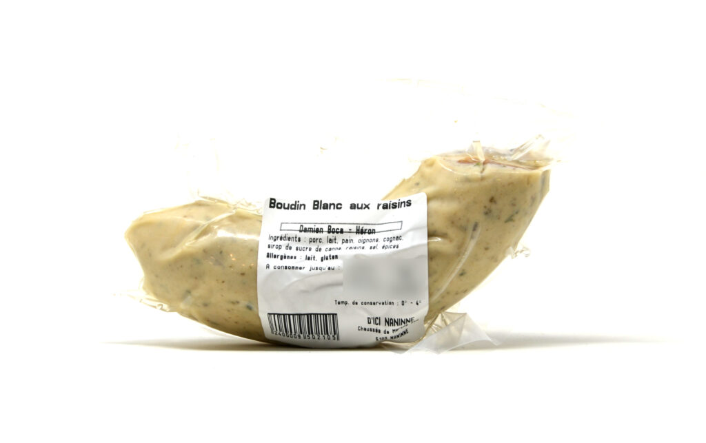 Boudin blanc aux raisins +/- 200g Boucherie Boca – - – Boucherie Boca
