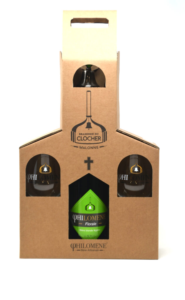 Pack du Clocher Philomène HoptimAle 75cl + 2 verres Brasserie du Cloch – Un pack contenant une bouteille de 75cl
