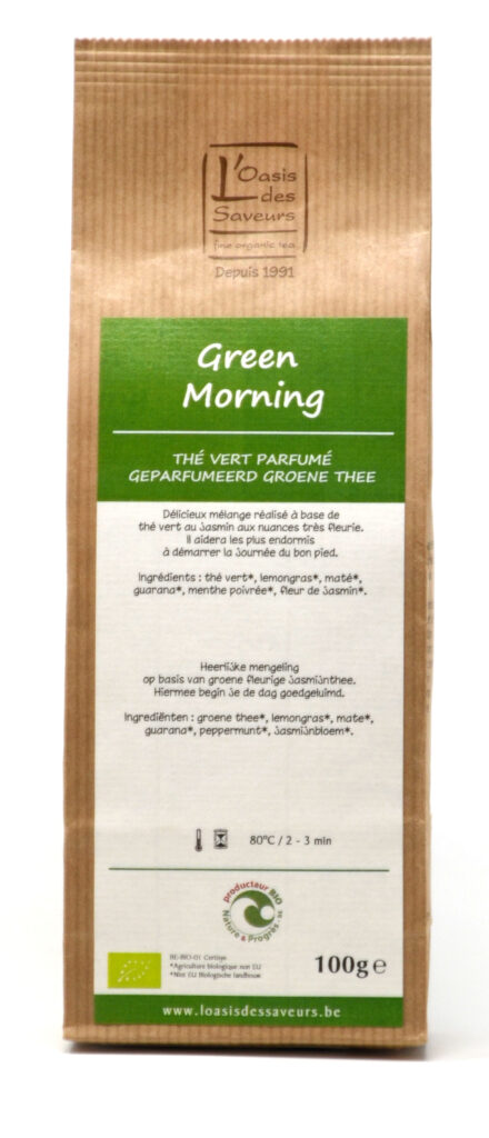 Thé vert green morning 100g – - – L'oasis des saveurs