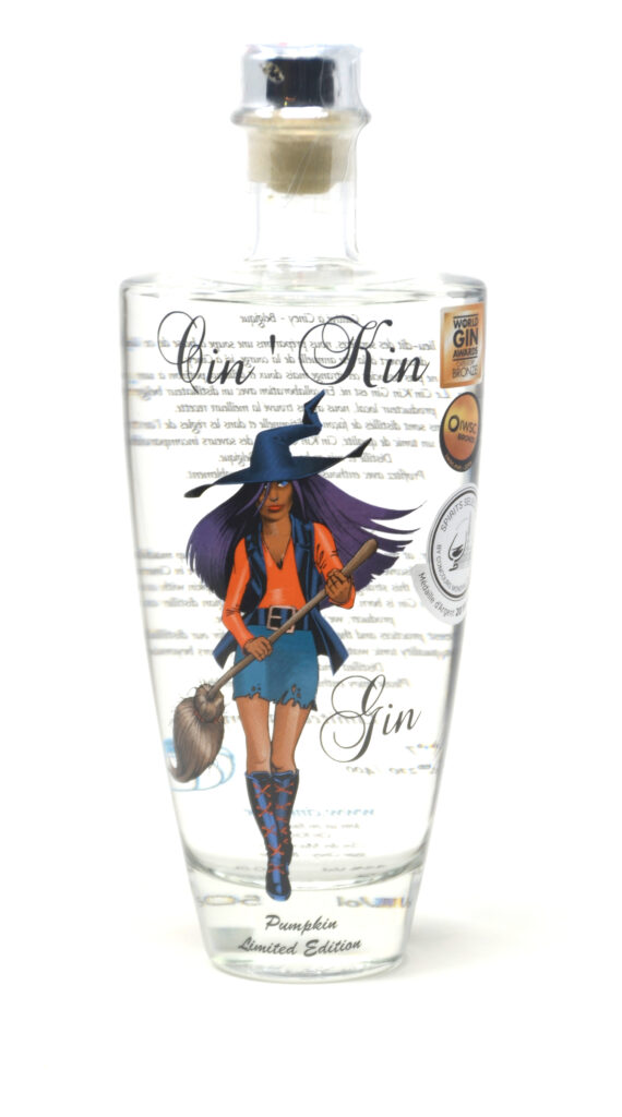 Gin Cin'Kin Potiron 50cl – Un gin artisanal à base de potiron (Bleu de Hongrie). - Taux d'alcool : 43% – Cin'Kin Gin