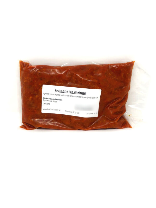 Sauce bolognaise maison +/- 700g Boucherie La Corbeille – Rapide