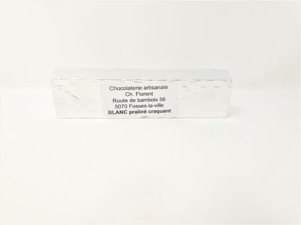 Bâton chocolat blanc praliné croquant 70g – - – Chocolaterie Chantale Florent