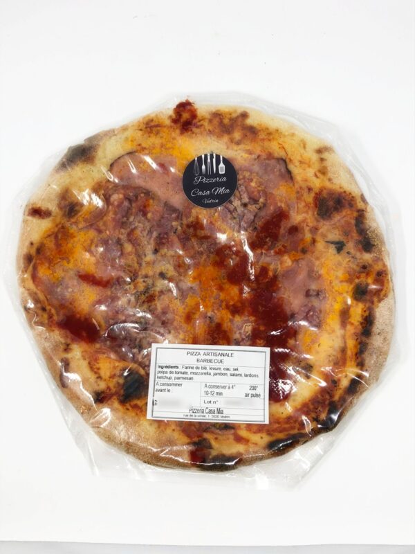 Pizza barbecue diamètre 30cm Casa Mia – Un pizza pour les carnivores ! – Pizzeria Casa Mia Vedrin