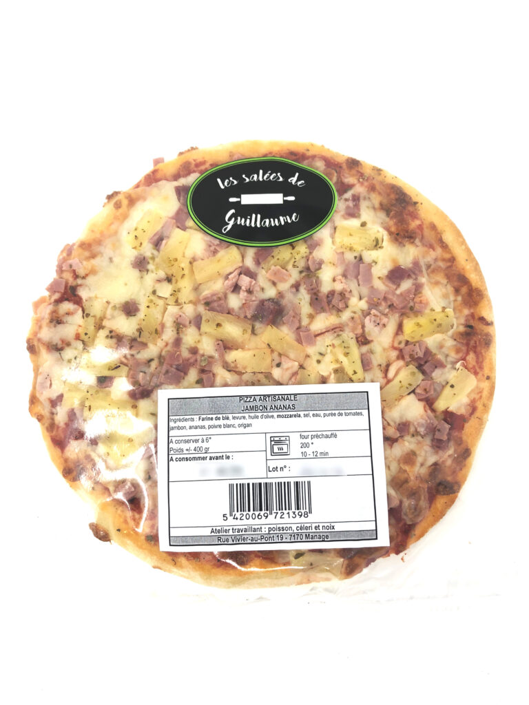 Pizza jambon ananas diamètre 23cm Les Salées de Guillaume – Pour les amateurs du sucré-salé : la pizza Hawaï de Guillaume ! – Les salées de Guillaume