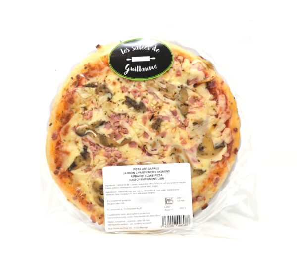 Pizza jambon champignons diamètre 23cm Les Salées de Guillaume – Guillaume vous présente sa version fraîche de la pizza Regina ! – Les salées de Guillaume