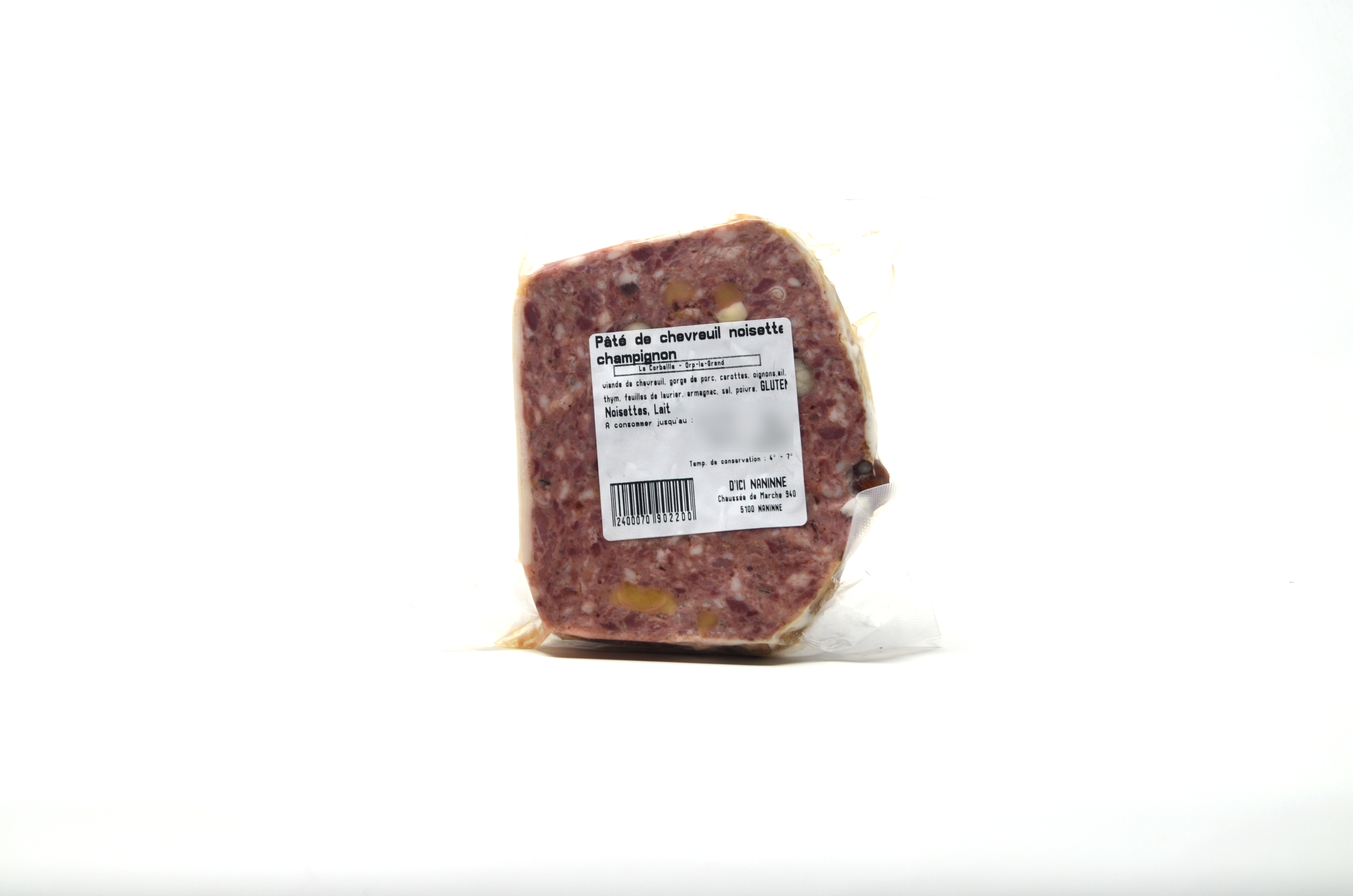 Pâté de chevreuil noisette et champignons +/- 200g – - – Boucherie La Corbeille Pâté de chevreuil noisette et champignons +/- 200g – - – Boucherie La Corbeille