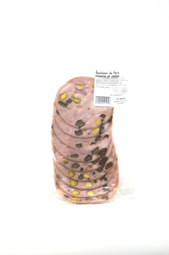 Saucisson de Paris pistache et raisin +/- 200g – - – Boucherie La Corbeille