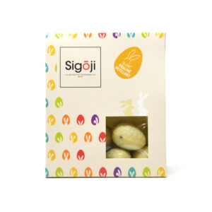 Œufs Chocolat blanc-praliné pétillant 100g Sigoji – - – Sigoji
