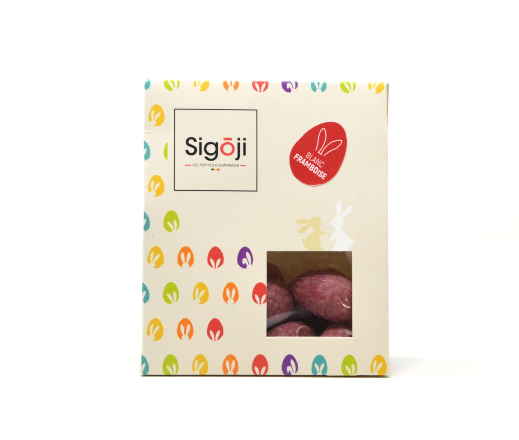Œufs Chocolat blanc-framboise 100g Sigoji – - – Sigoji
