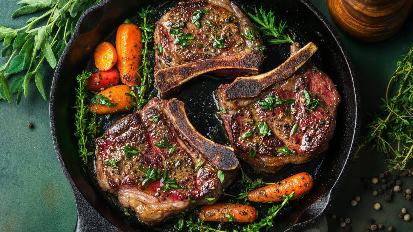 Recette de steaks d'agneau aux herbes printanières