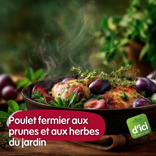 Recette de poulet fermier aux prunes
