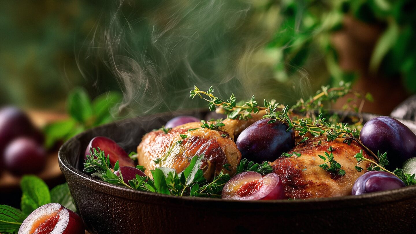 Recette d'ici : poulet fermier aux prunes